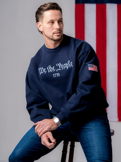 'We The People' Crewneck Sweatshirt - Navy