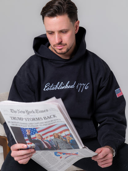 'Established 1776' Hoodie - Charcoal